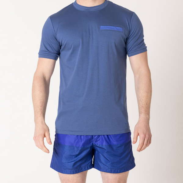 Azure Blue with Navy Pocket T-Shirt