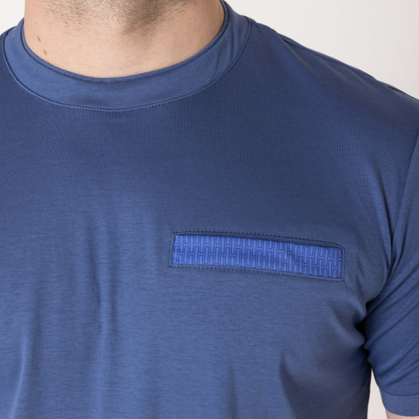 Azure Blue with Navy Pocket T-Shirt
