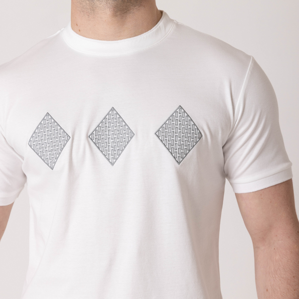 White with Grey Diamond's T-Shirt