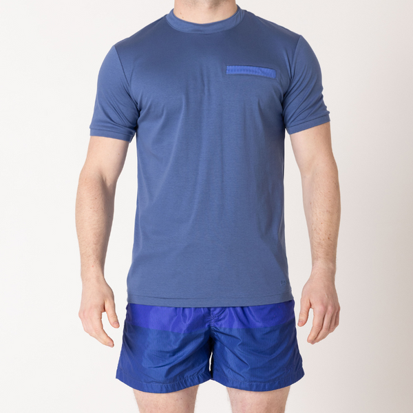 Azure|Navy Blue Split Swim Shorts