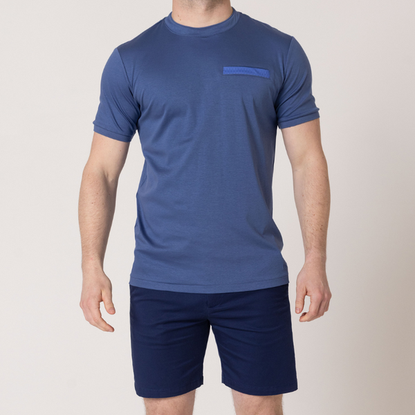 Azure Blue with Navy Pocket T-Shirt
