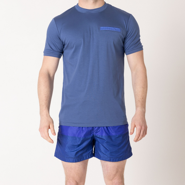 Azure Blue with Navy Pocket T-Shirt