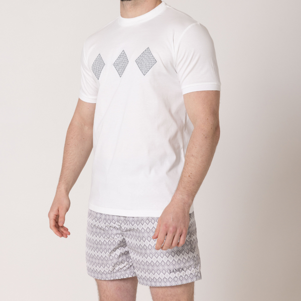 White with Grey Diamond's T-Shirt