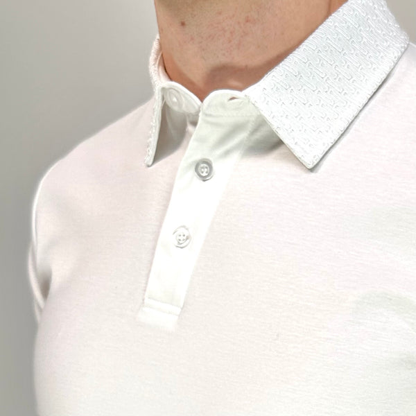 White Mercerised Button Polo