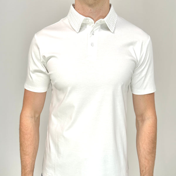 White Mercerised Button Polo