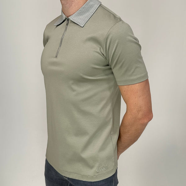 Sand Mercerised Zip Polo