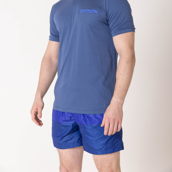 Azure|Navy Blue Split Swim Shorts