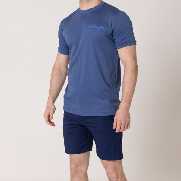 Azure Blue with Navy Pocket T-Shirt