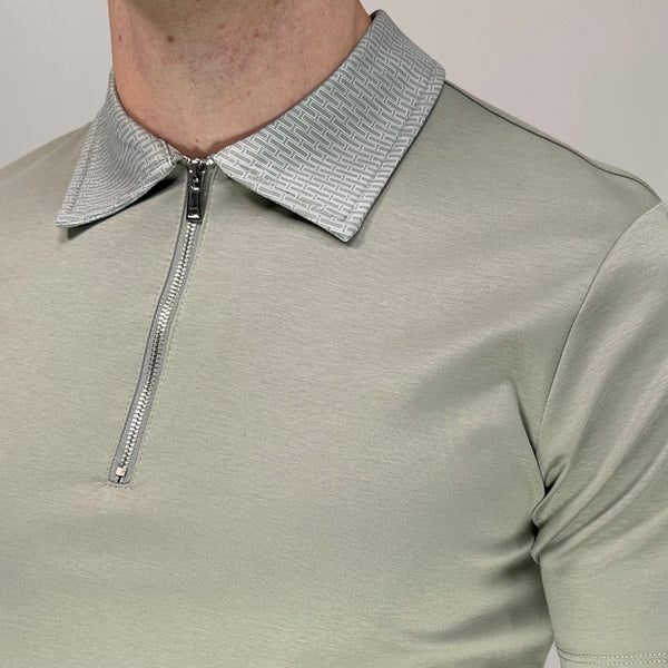 Sand Mercerised Zip Polo