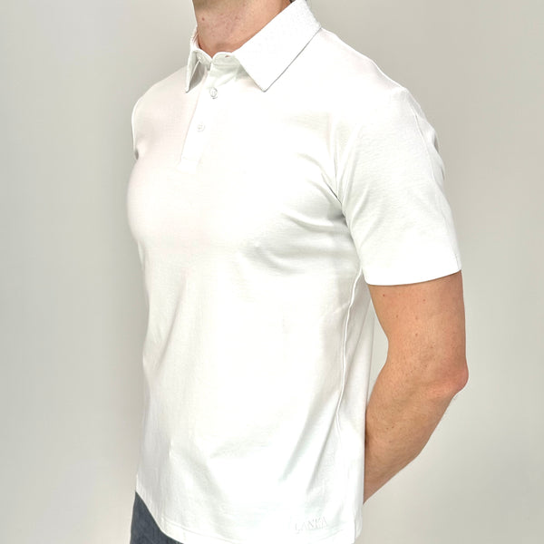 White Mercerised Button Polo