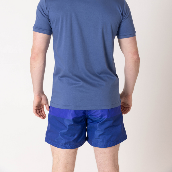 Azure|Navy Blue Split Swim Shorts