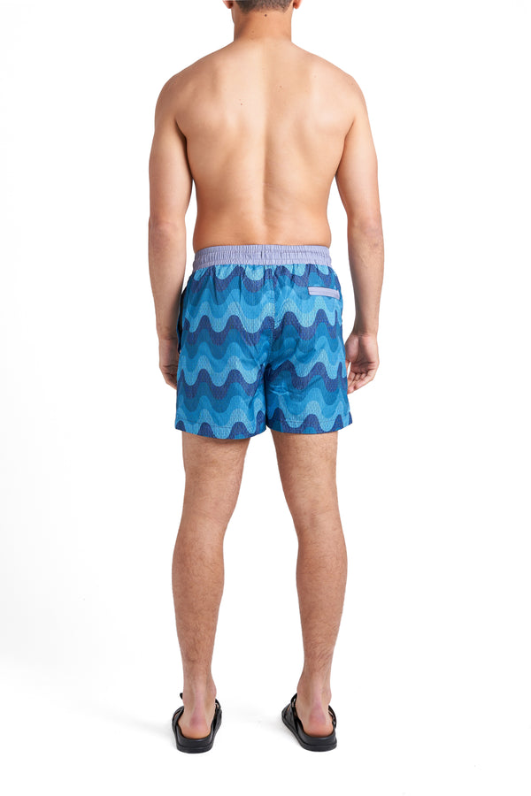 Steel Blue Waves Swim Shorts