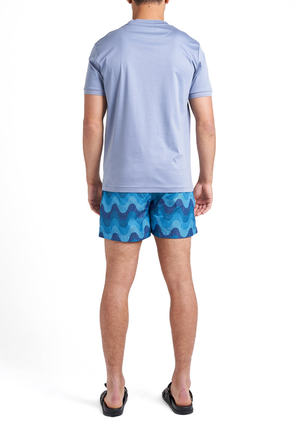 Steel Blue Waves Swim Shorts