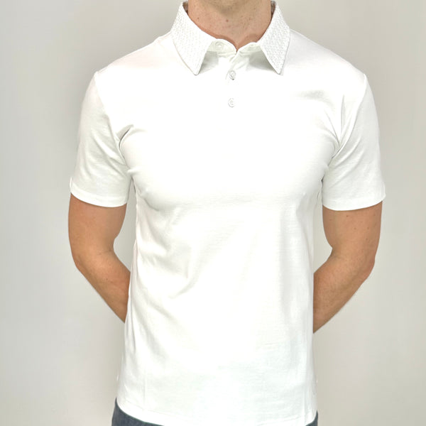 White Mercerised Button Polo