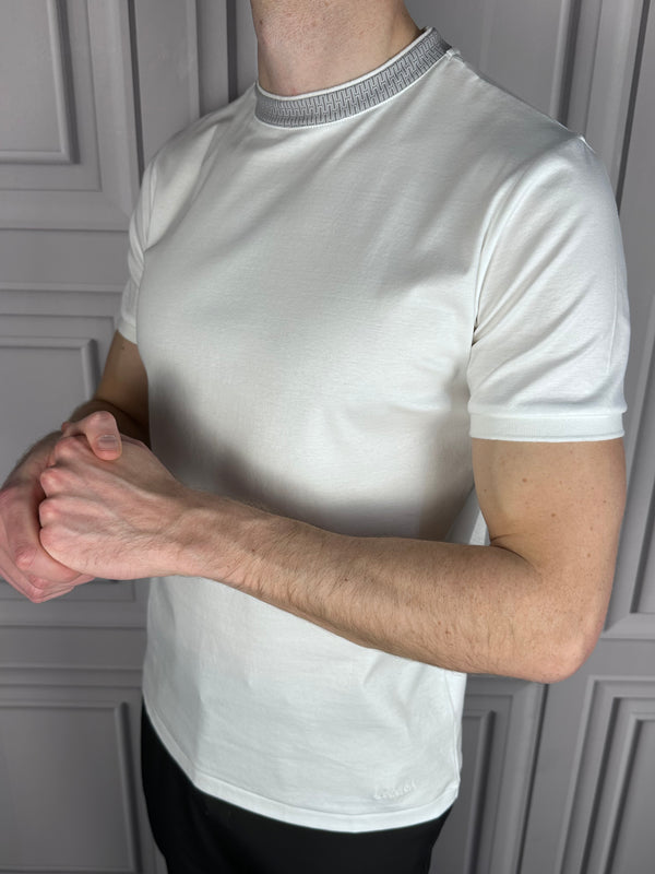 White with Grey Collar T-Shirt