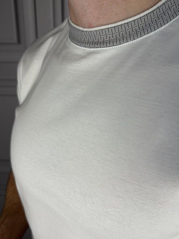 White with Grey Collar T-Shirt
