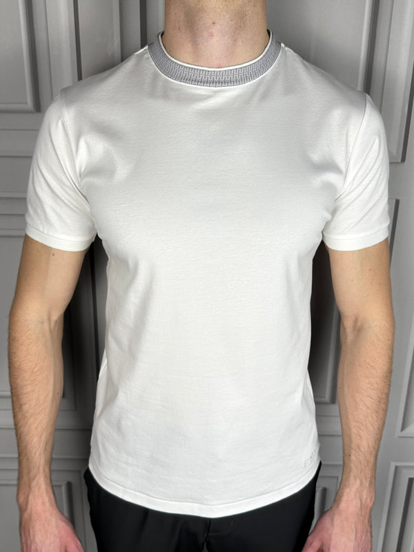 White with Grey Collar T-Shirt
