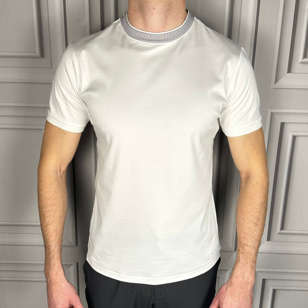 White with Grey Collar T-Shirt