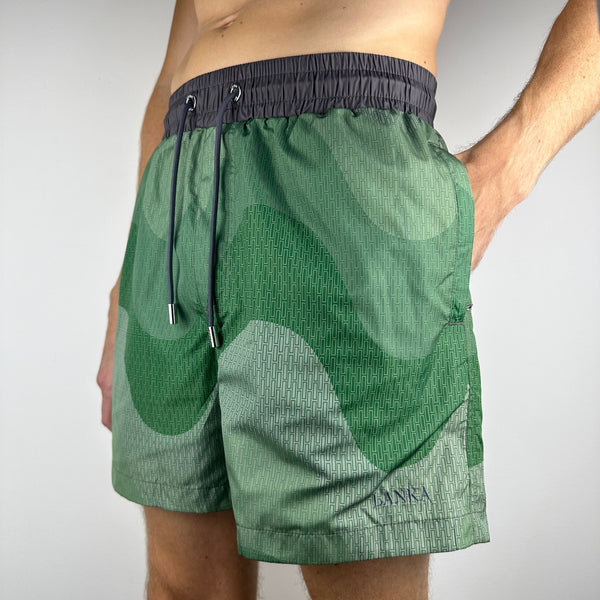 Green Big Waves Swim Shorts
