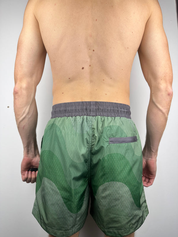 Green Big Waves Swim Shorts