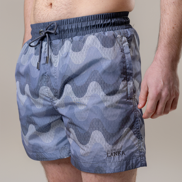 Grey Small Waves Swim Shorts