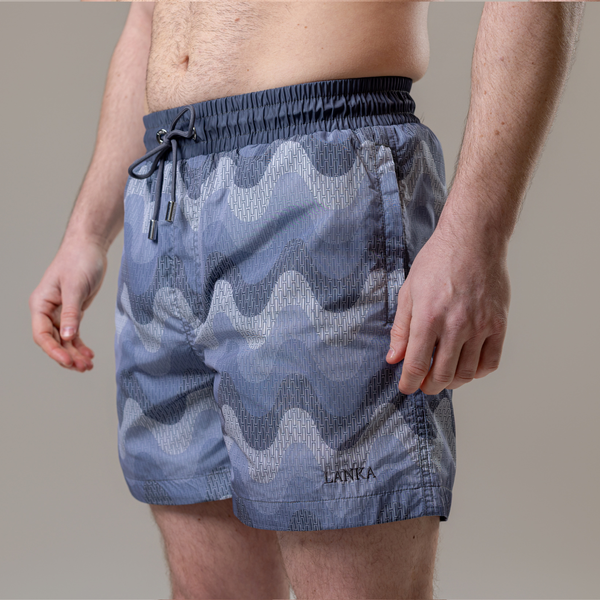 Grey Small Waves Swim Shorts