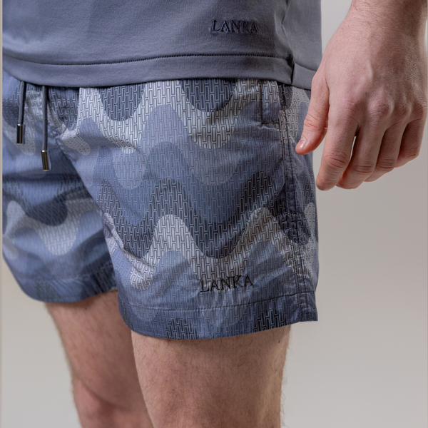 Grey Small Waves Swim Shorts
