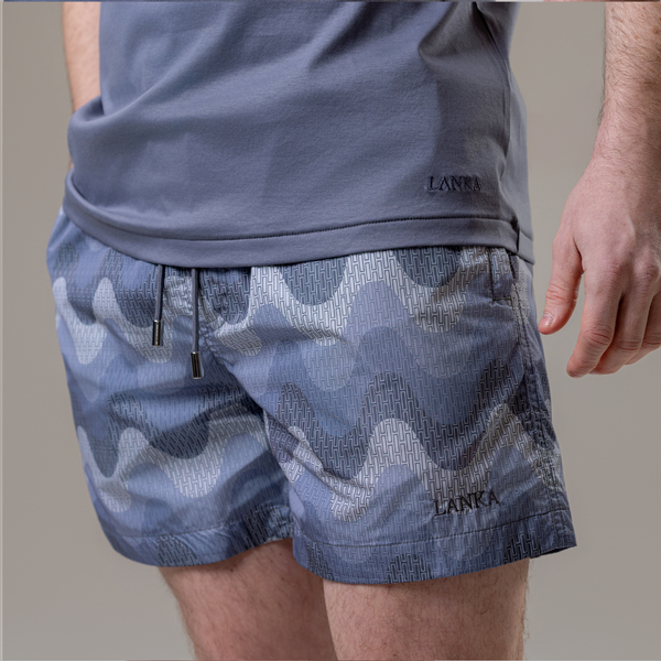 Grey Small Waves Swim Shorts