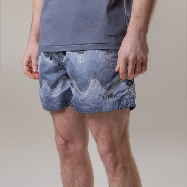 Grey Small Waves Swim Shorts