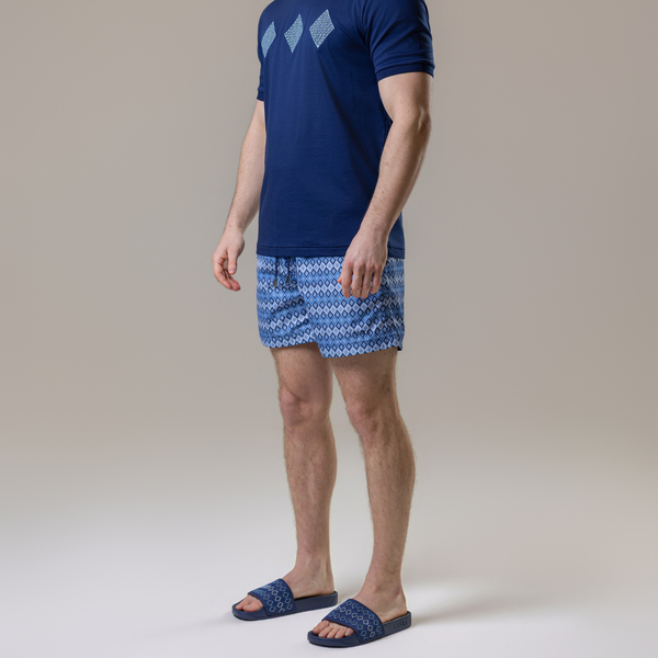 Steel Blue Diamonds Swim Shorts