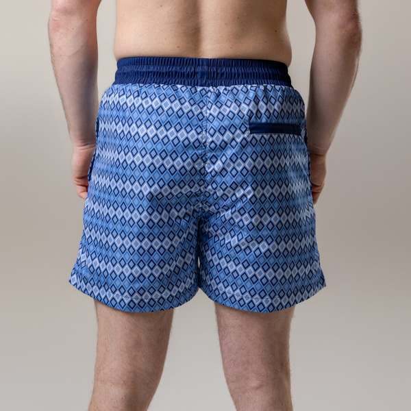 Steel Blue Diamonds Swim Shorts