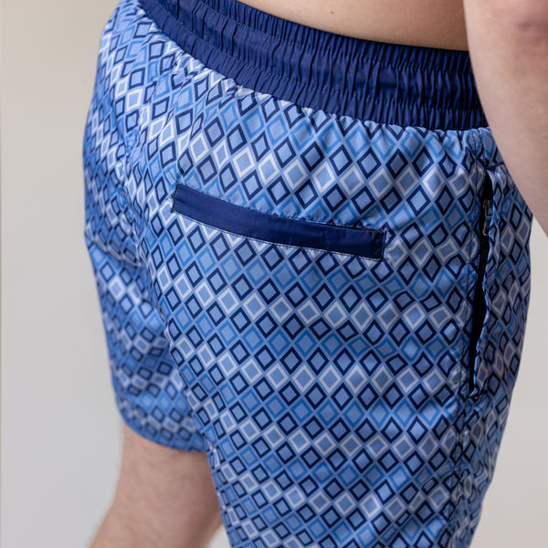 Steel Blue Diamonds Swim Shorts