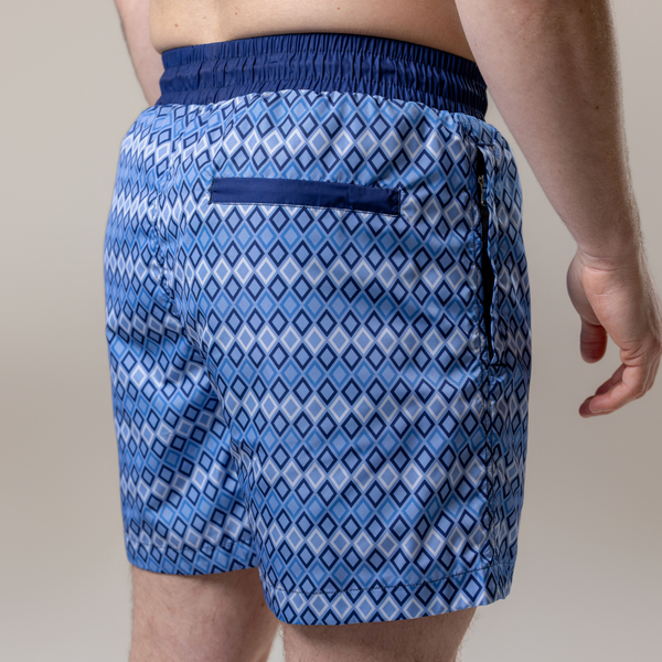 Steel Blue Diamonds Swim Shorts