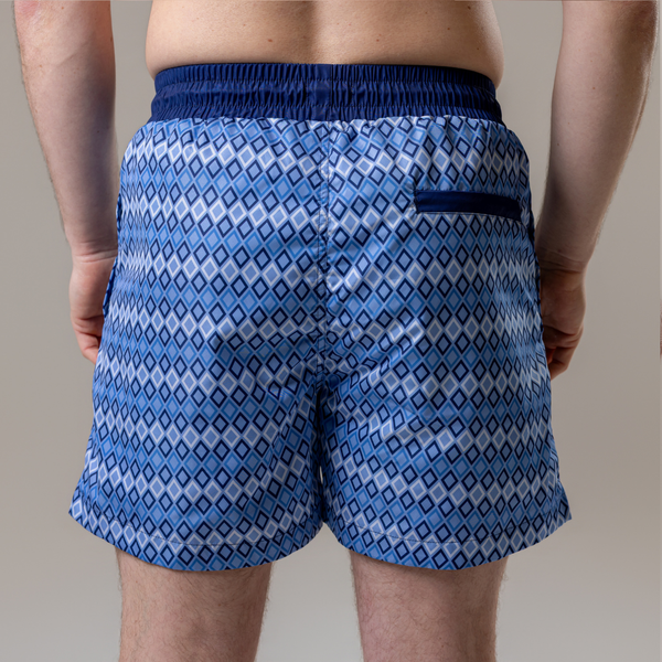 Steel Blue Diamonds Swim Shorts