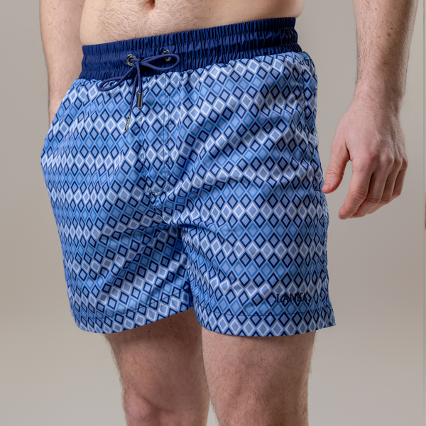 Steel Blue Diamonds Swim Shorts