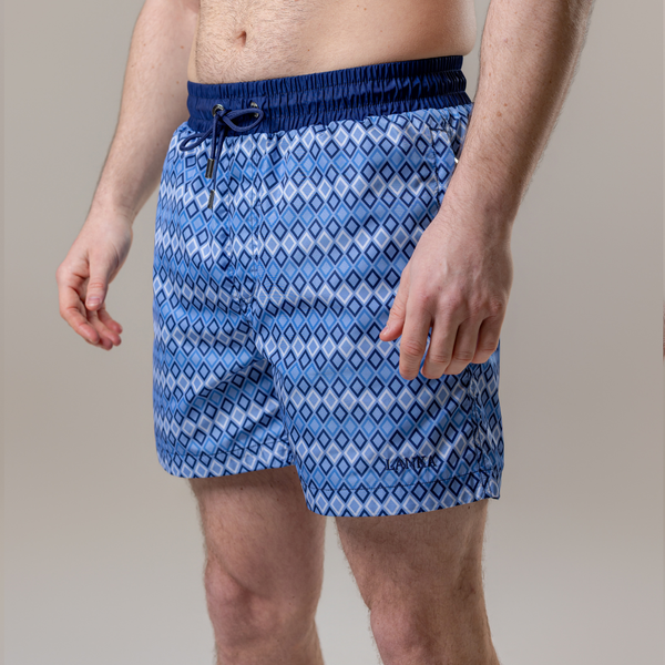 Steel Blue Diamonds Swim Shorts