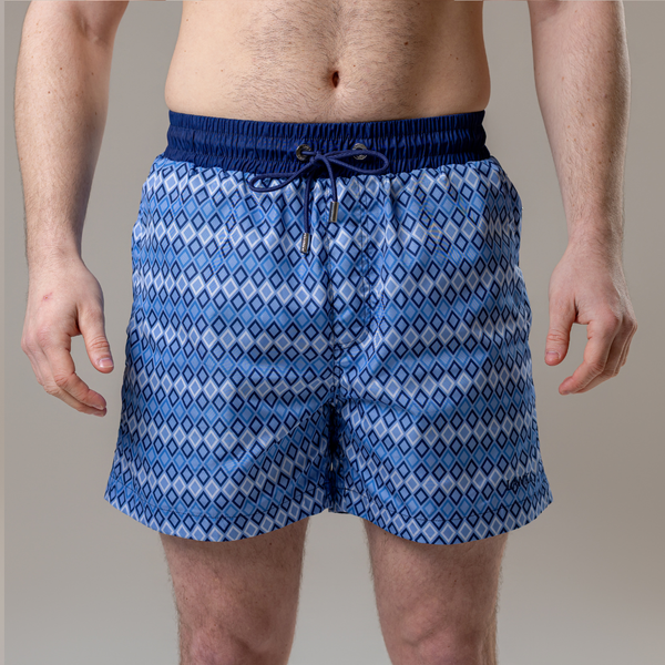 Steel Blue Diamonds Swim Shorts