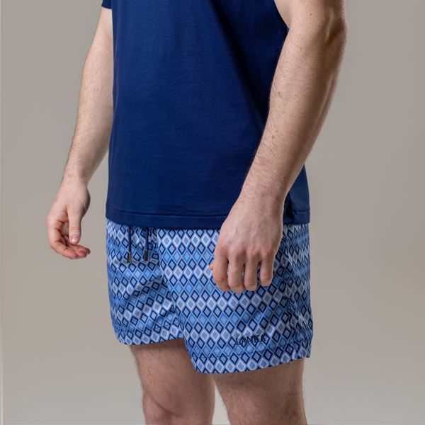 Steel Blue Diamonds Swim Shorts