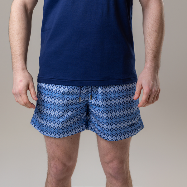 Steel Blue Diamonds Swim Shorts