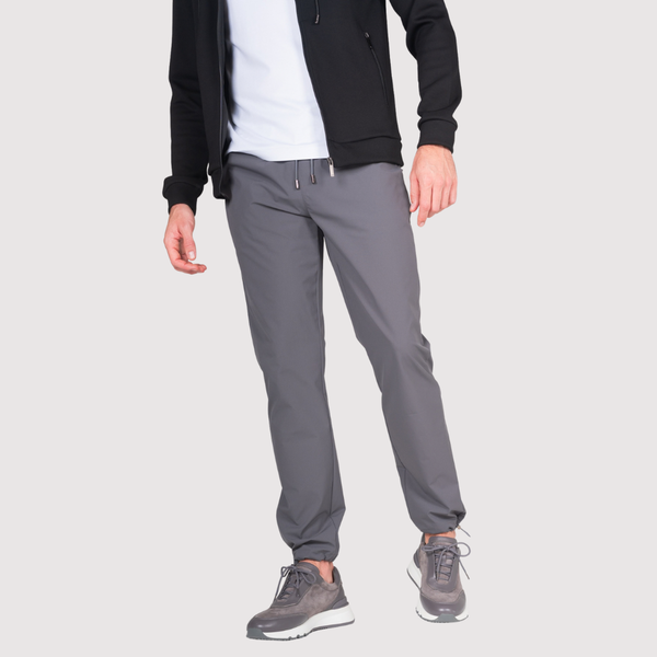 Grey Luxe Cuffed Tech Pants