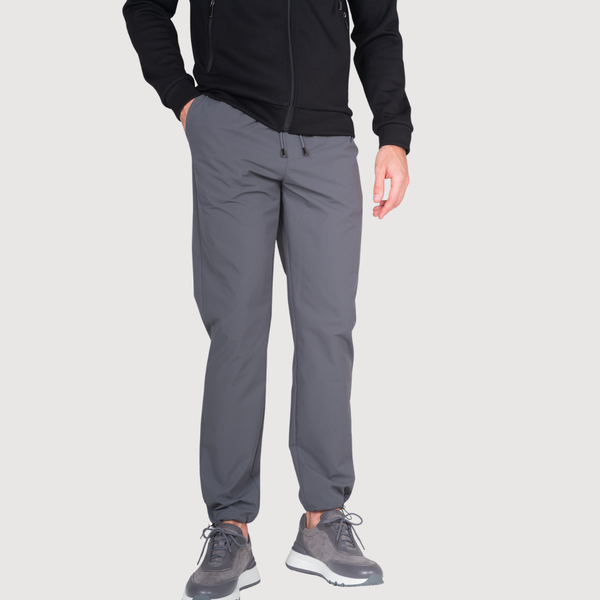 Grey Luxe Cuffed Tech Pants
