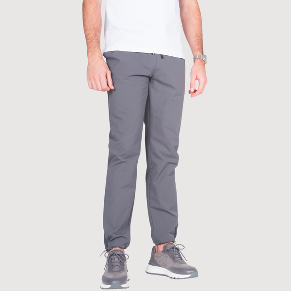 Grey Luxe Cuffed Tech Pants