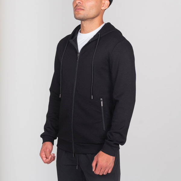 Black Luxe Zip Hoodie