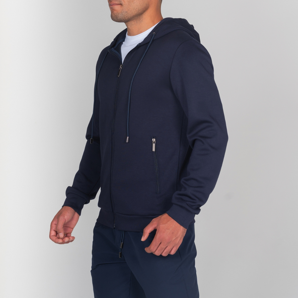 Navy Luxe Zip Hoodie