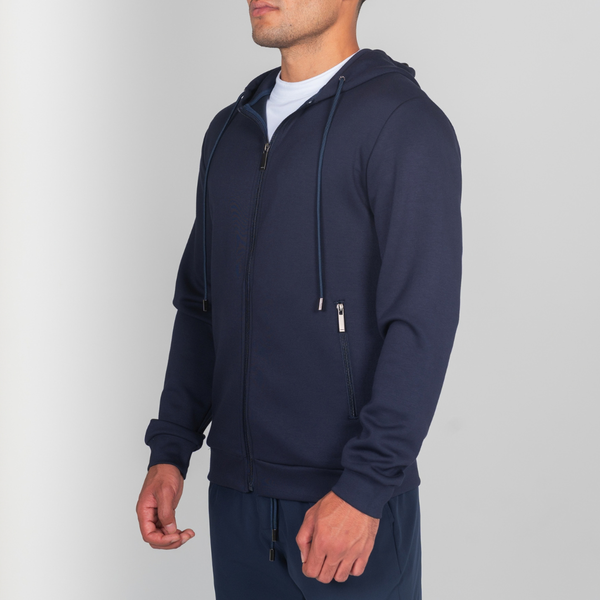 Navy Luxe Zip Hoodie