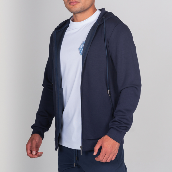 Navy Luxe Zip Hoodie