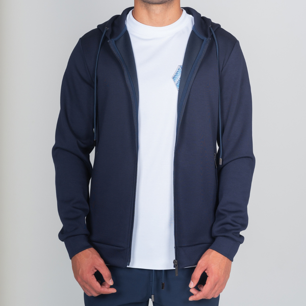 Navy Luxe Zip Hoodie