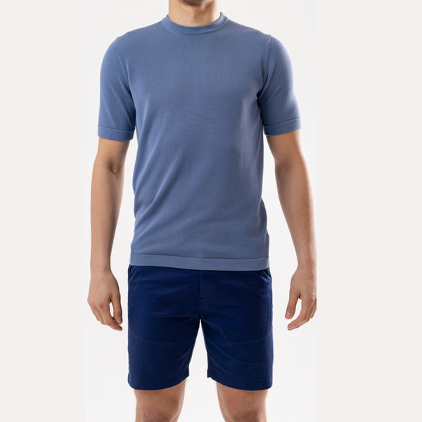 Coastal Blue Cotton Silk T-Shirt