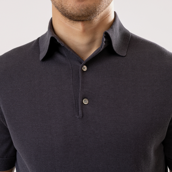 Charcoal Cotton Silk Polo
