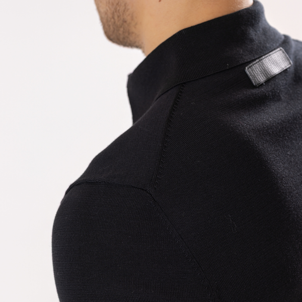 Black Cotton Silk Polo